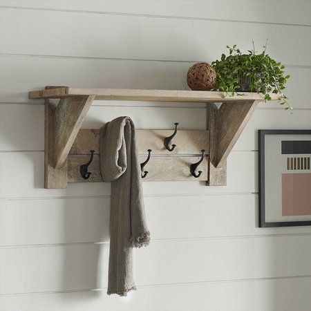 ALATERRE FURNITURE Castleton Mango Wood 40"W Coat Hook with Shelf AWTR2927